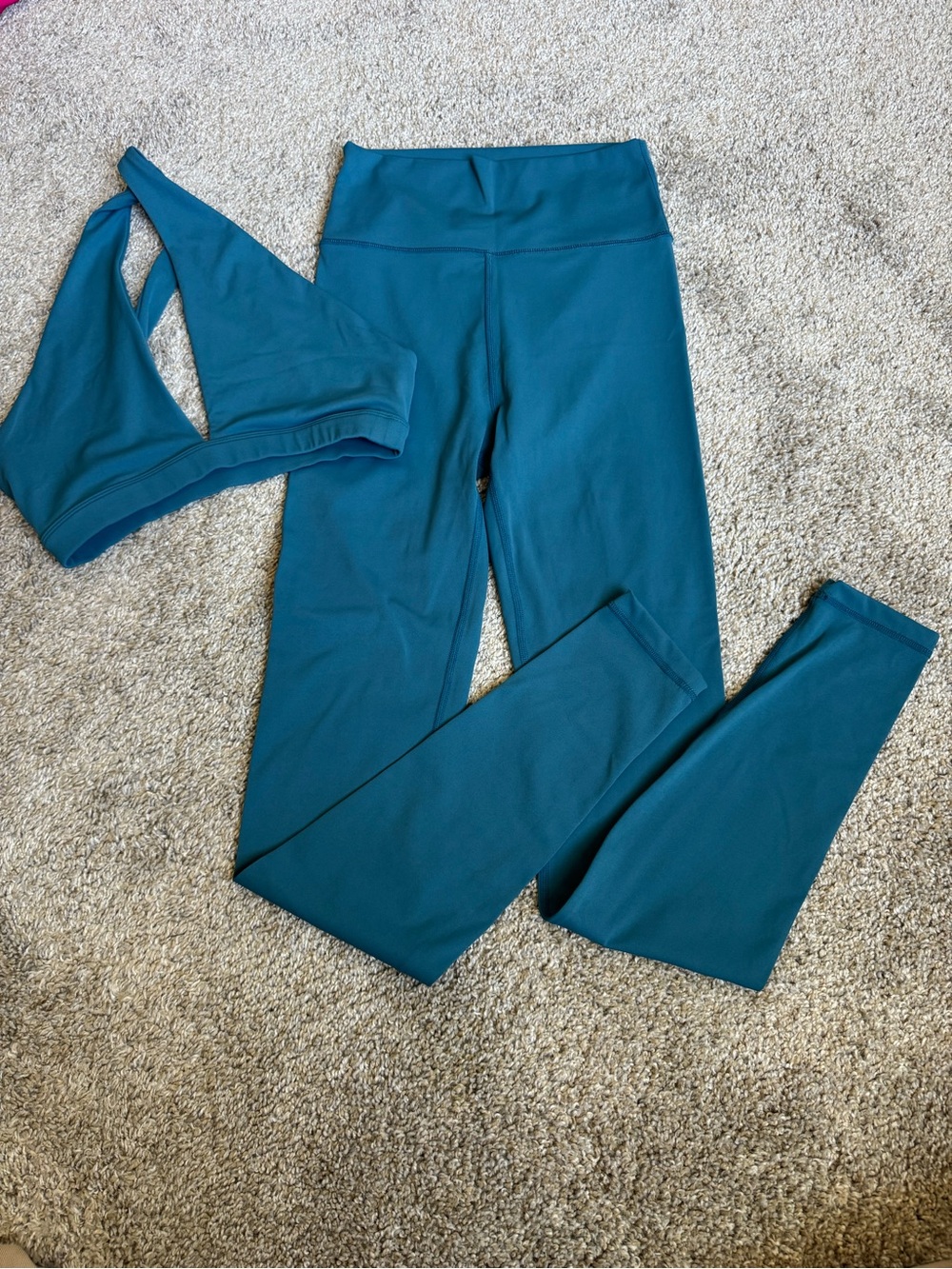 Teal Activewear Leggings & Bra Set, Size Small, Cara Loren Active